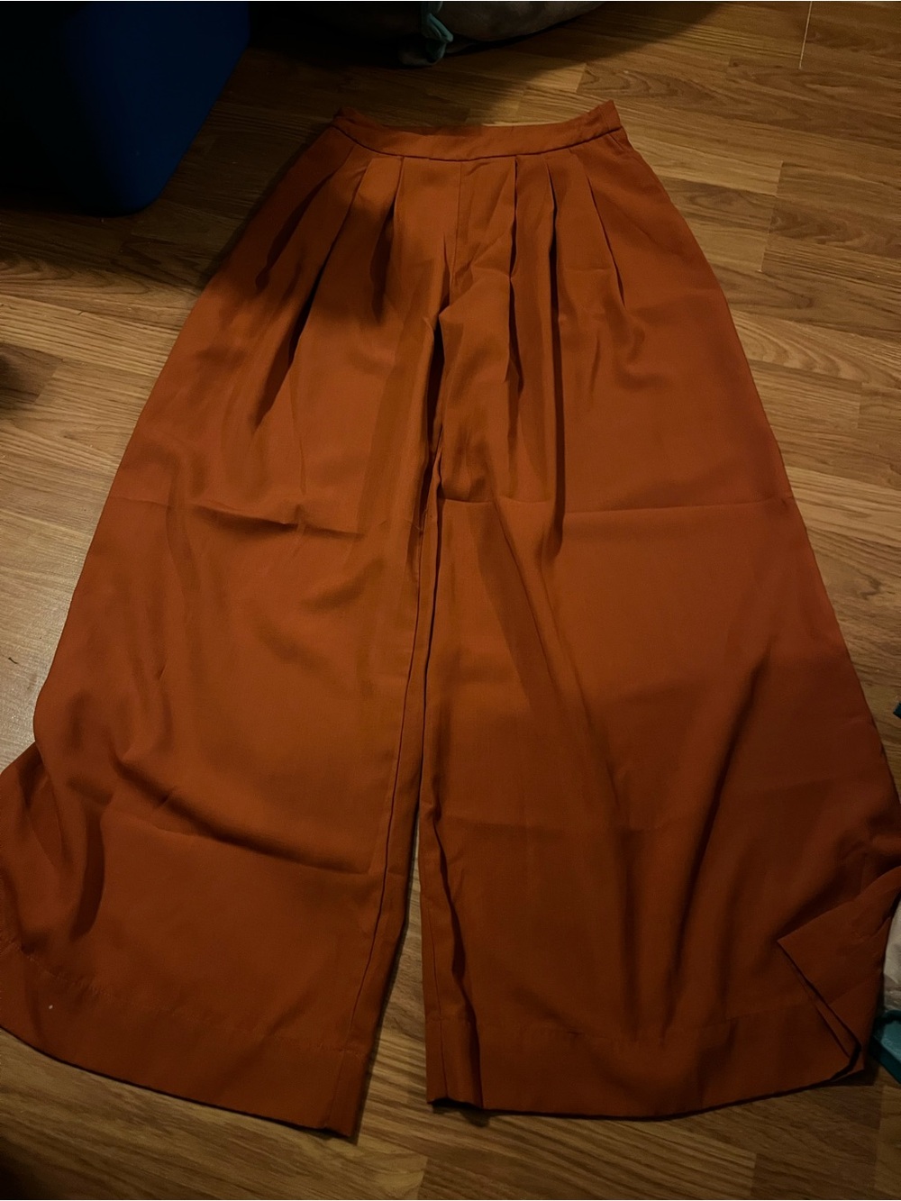 SHEIN Wide-Leg High-Waist Pleated Pants in Rust Orange